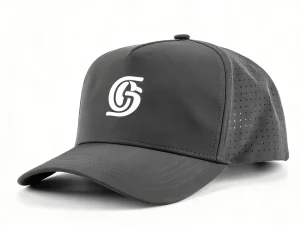 Fashion Custom Sports 5 Panel Rubber PVC Logo Waterproof Laser Cut Drilled Hole Perforated Curved Brim Dobby Dot Golf Hat