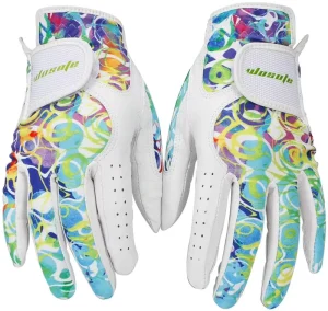 Fashion Lady Custom Logo Cabretta Leather Palm Soft Breathable Pair Golf Gloves