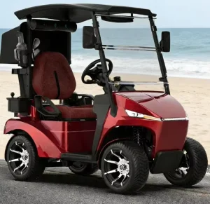 Fashion Red Golf Cart All Terrain Golf Cart for Golf Courses Golf Cart for Resorts Leisure Golf Cart Off Road Golf Buggy