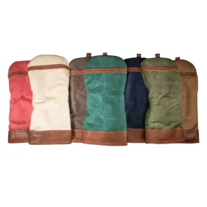 Fashion Waterproof Waxed Canvas Leather 460 CC Custom Made Golf Driver Putter Head Covers Elastic Band Closure Customizable