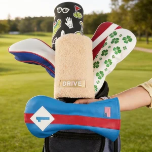 Fashionable Style Custom Logo Embroidery Waterproof PU Magnetic Customized Golf Driver Head Covers