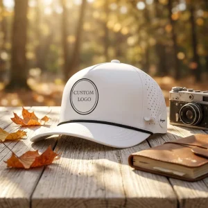 Five-piece Golf Cap Custom Leather Patch PVC 3D Embroidered Logo Dad Hat Sports Baseball Cap