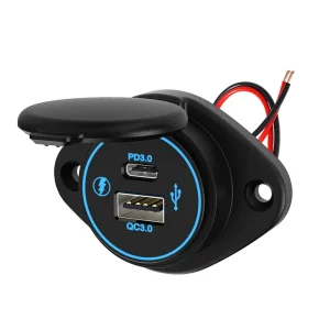 Flat Usb a C Panel Mount DC 12V QC3.0 PD3.0 Coach Seat USB Charging Socket Port 24V USB Chargers for Bus Marine Tractor ATV UTV