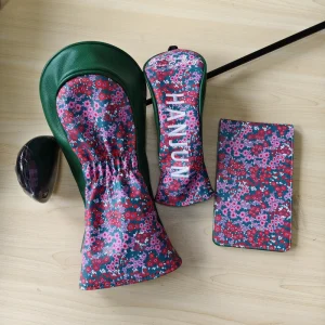 Floral Print Custom Embroidery Golf Headcovers PU Leather Driver Fairway Hybrid Wood Head Cover Custom Logo Golf Club