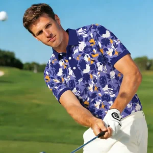 Floral Summer Unisex Short Sleeves Golf Polo Shirts ODM Classic Turn-down Collar Four-Way Stretch 180-200 Golf Clothes