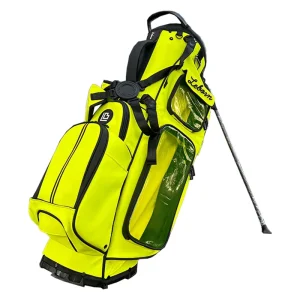 Fluorescent Green Waterproof PU Leather Custom Logo Golf Stand Bag with 6 Ways