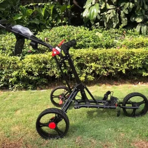 Foldable 3 Wheel Golf Push Cart Golf Trolley Three Wheels Swivel Folding Golf Push Cart