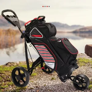 Foldable 3 Wheel Golf Trolley Push Pull Golf Bag Cart with Adjustable Handle Compact Storage Design OEM ODM