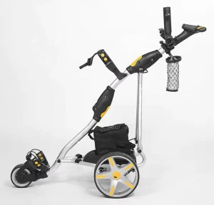 Foldable Aluminum Electric Remote Golf Trolley with 30KGS Load Capacity 20KM Range Umbrella & Cup Holders