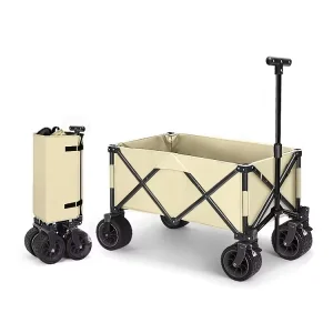 Foldable Camping Wagon Cart Collapsible All Terrain Wheels Heavy Duty Outdoor Camp Gear Cargo Cart