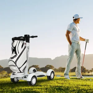 Foldable Four Wheel Electric Drive Golf Cart with Lithium Battery Convenient Golf Trolley Scooter Follow Me Golf Trolleys