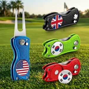 Foldable Golf Green Divot Repair Tool Magnetic Pop up Ball Marker Golf Accessories