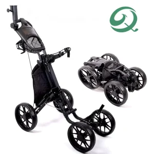 Foldable Golf Trolley 2 3 4 Wheels Lightweight Golf Push Cart Aluminum Golf Trolley with Umbrella Holder