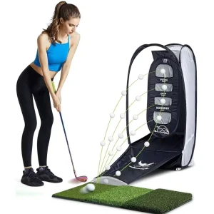 Foldable Indoor Outdoor Golf Swing Trainer with Hitting Pad Chipping Practice Net Accessories Model HYN-13 Custom Brand
