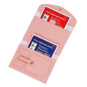 Foldable PU Leather Mahjong Card Sleeve Multiple Pockets Phone Wallet Large 17×8.7 Inches Credit Folio Score Card Holder