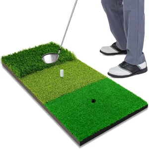 Foldable Rubber Golf Practice Mat Dual Turf Fairway Rough Turf for Indoor Outdoor Use Backyard Home Training