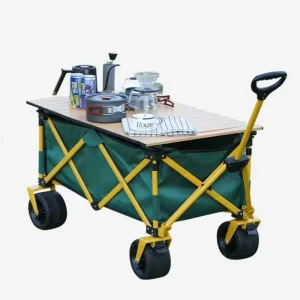 Foldable Shopping Cart Collapsible Wagon Heavy Duty All Terrain Wheels Grocery Market Pulling Trolley