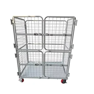 Foldable Steel Mesh Warehouse Logistics Metal Storage Collapsible Logistic Roll Cage Trolley 1000kg Durable Design