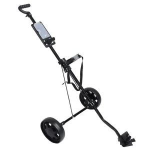 Folding Lightweight Iron Frame Black 2 Wheels Push Golf Trolley with Foot Brake