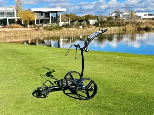 Follow Me Aluminium Black Wheel Electric Golf Trolley Verified Suppliers