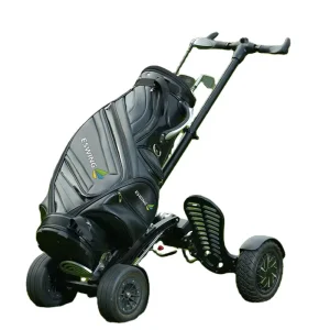 Four Wheel 10 Inch 1600w Stand up Aluminium Golf Buggy Golf Push Cart Folding Electric Trolley Golf Scooter