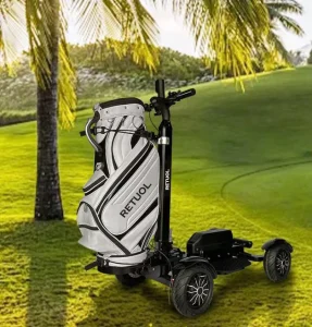 Four Wheel Electric Golf Cart Dual Drive Folding Mobility Scooter Skateboard 20km h Lithium Golf Trolley 200kg Load