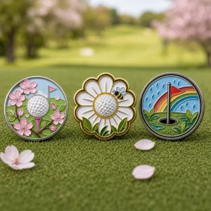 Free Design Custom Spring Botanical Golf Ball Markers Cute Floral Flower Soft Hard Enamel logo Golf Accessories for Golf Lovers