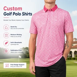 Free Design Performance Sublimation Printed Sports Soft Moisture Wicking Quick Dry Golf T shirts Clothing Men’ Golf Polo Shirts
