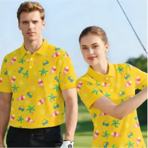 Fruit Print Golf Polo Shirt Men Women Short Sleeve Turn Down Collar Quick Dry UV Protection Golf Clothes Custom Logo