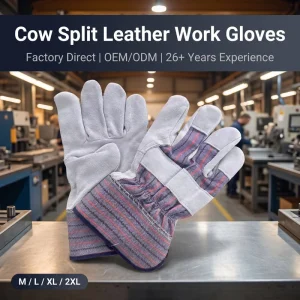 Full Cowhide Split Leather Abrasion Resistant Custom Logo Heavy Duty Safety Gloves For Industrial Welding Gloves