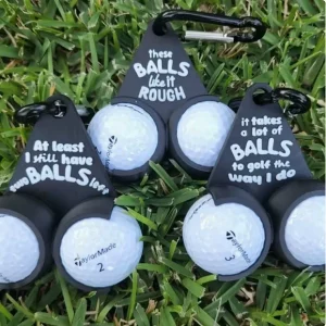 Funny Golf Ball Holder with Carabiner Novelty Golf Ball Holder for 2 Balls Golf Accessories for Men Golfers Golf Lovers