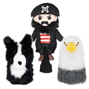 Funny Golf Headcover Club Embroidery Animal Doll Toy Driver Head Cover Newfoundland Dog Club Head Cover
