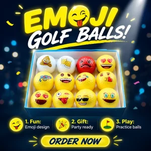 Funny Urethane Soft Golf Balls 2 Layer Practice Set with Expressive Faces Gift Box for Training & Promotion