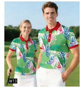 GEEDA Golf Clothes Unisex Short Sleeve Breathable Comfort Tropical Foliage Collection Golf Polo Shirt Fit ODM Custom Logo
