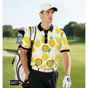 GEEDA Lemon Fruit Pattern Summer Golf Polo Shirt Manufacturer Customized OEM Factory Direct Golf Clothes