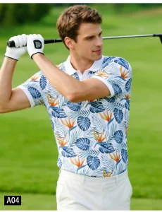 GEEDA Unisex Golf Clothes Plant Print Golf Polo Shirt Couple Matching Summer Casual Golf & Lifestyle Wear Sports Polo