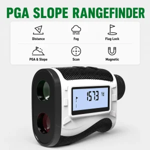GF 313 Golf Rangefinder LCD Screen 7X Magnification 5 1500m Range Flagpole Lock Laser Technology White Black for Outdoor Use