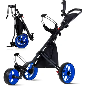 GT001 3 Wheel Aluminum Alloy Foldable Lightweight Golf Trolley Bag 25kg Capacity Portable Push Cart for Golf Courses