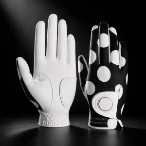 Genuine Leather Cabretta Golf Gloves Custom Personalized Logo Breathable Anti slip White