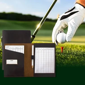 Genuine Leather Golf Scorecard Holder Personalized Score Tracker and Training Scorebook Case Portable Golf Yardage Book Cover