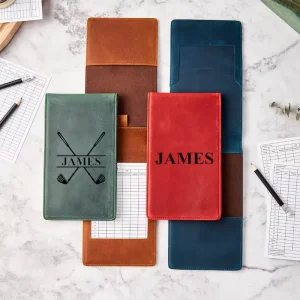 Genuine Leather Golf Scorecard Holder Yardage Book Cover Personalized Golf Scorecard Yardage Book Holder Golf Gift