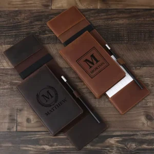Genuine Leather Golf Scorecard Yardage Book Holder Cover with Pencil Holder