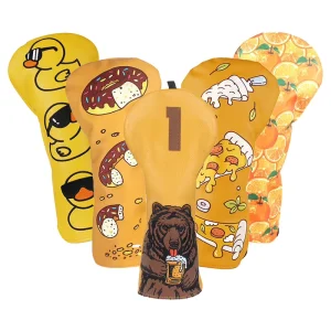 Ginger Yellow Portable Golf Accessories Durable Club Wood Driver Cover Set Stability Golf Head Cover
