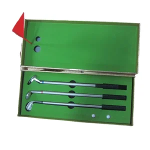 Gold Box Packed Office Souvenir Business Gift Set Mini Golf Club Ballpoint Pen Gift Set