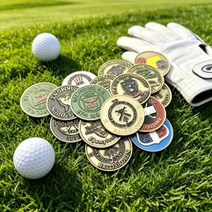 Gold Golf Zink Legierung Magnetic Custom Metal 3d Antike Messing Clip on Golf Divot und Ball Marker Golf Bracelet Blank Necklace