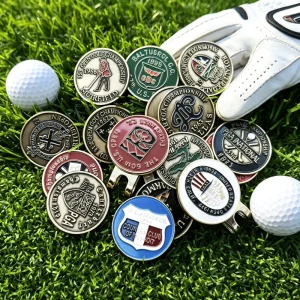 Gold Golf Zink Legierung Magnetic Custom Metal 3d Golf Ball Marker Golf Bracelet Blank Necklace With Custom Design Wood moq 100