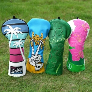 Golf Accessories Durable Driver Leather Golf Head Cover Embroidery Golf Club Headcover