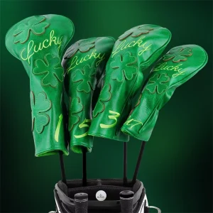 Golf Accessories Fairway Driver PU Leather Golf Club Headcovers Clover Golf Head Cover Leather with logo