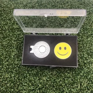 Golf Accessories Gift Set Magnetic Women Yellow Smile Metal Golf Ball Marker Hat Clip