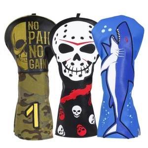 Golf Accessories Golf Headcover Club Embroidery PU Leather Driver Wood Cover Club Golf Head Covers